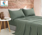 CleverPolly Vintage Washed Microfibre Sheet Set - Khaki Green