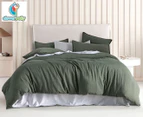 CleverPolly Vintage Washed Microfibre Quilt Cover Set - Khaki Green