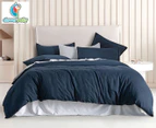 CleverPolly Vintage Washed Microfibre Quilt Cover Set - Navy