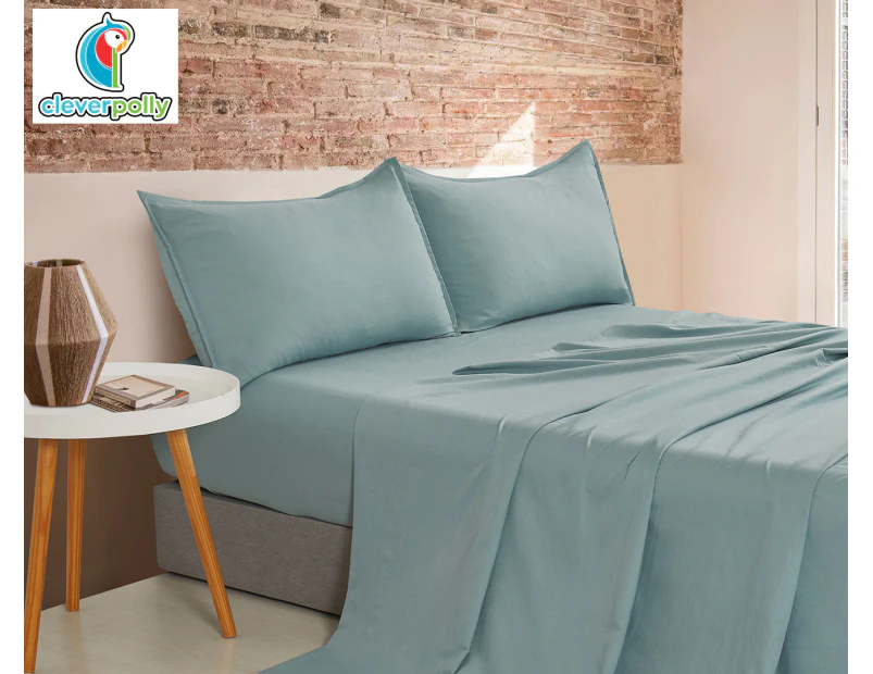 CleverPolly Vintage Washed Microfibre Sheet Set - Seafoam