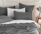 CleverPolly Vintage Washed Microfibre Quilt Cover Set - Grey