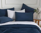 CleverPolly Vintage Washed Microfibre Quilt Cover Set - Navy