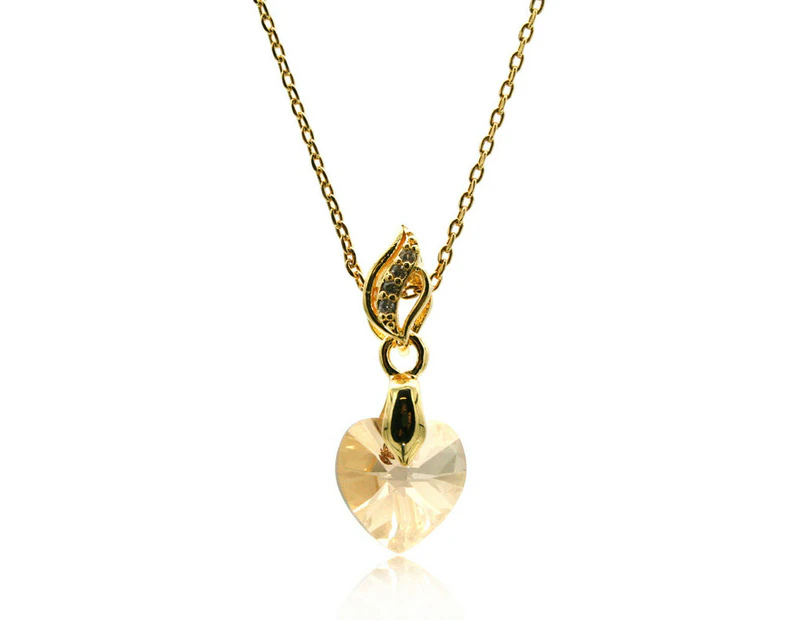 Georgiadis Gorgeous Xillion Heart Golden Shadow Colour Adorned with  Swarovski® Crystal & CZ Gold Plated Pendant Necklace