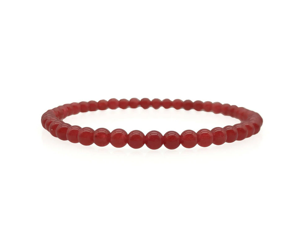 Georgiadis Men's Red Malaysia Jade Protection Stretch Beaded Bracelet