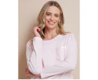 W LANE - Womens Tops -  Sequin Lurex Knit Top - Blush
