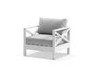 Kansas 1 seater Outdoor Aluminium Lounge Arm Chair - Outdoor Aluminium Lounges - White