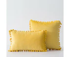 Hyper Cover Pom Pom Velvet Cushion Cover - Yellow