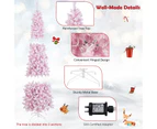 Costway 2.1M Pre-lit Christmas Tree Artificial PVC Hinged Snow Flocked Xmas Tree w/8 Modes Lights & 800 Branch Tips