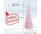 Costway 2.1M Pre-lit Christmas Tree Artificial PVC Hinged Snow Flocked Xmas Tree w/8 Modes Lights & 800 Branch Tips