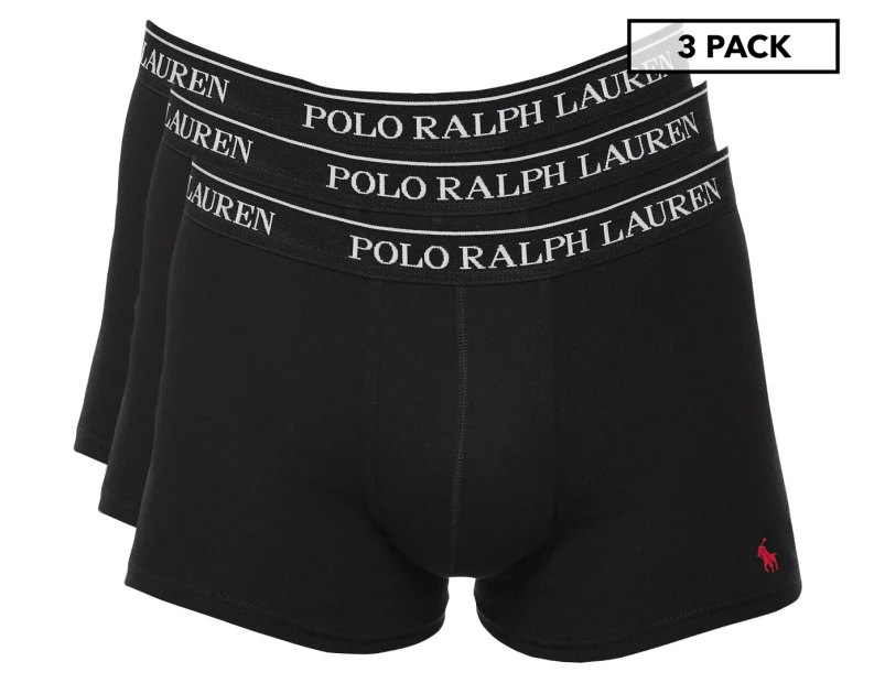 POLO RALPH LAUREN CLASSIC STRETCH-COTTON TRUNK 3-PACK, Black Men's Boxer
