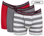 Polo Ralph Lauren Men's Stretch Boxer Briefs 3-Pack - Ruby/Grey Heather/Stripe