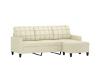 vidaXL 3-Seater Sofa with Footstool Cream 180 cm Faux Leather