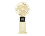 6 Speed Levels Portable USB Mini Silent Handheld Fan with Smart Digital Display Adjustable Low Noise for Home Office Travel -Beige