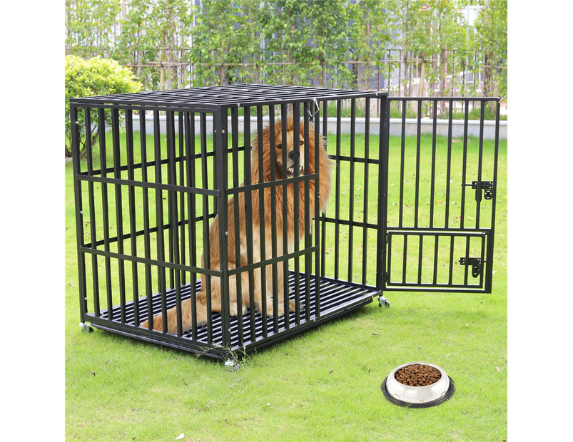 UNHO Heavy Duty Anti-chew Dog Cage Pet Dog Crate Kennel w/ Removable Tray