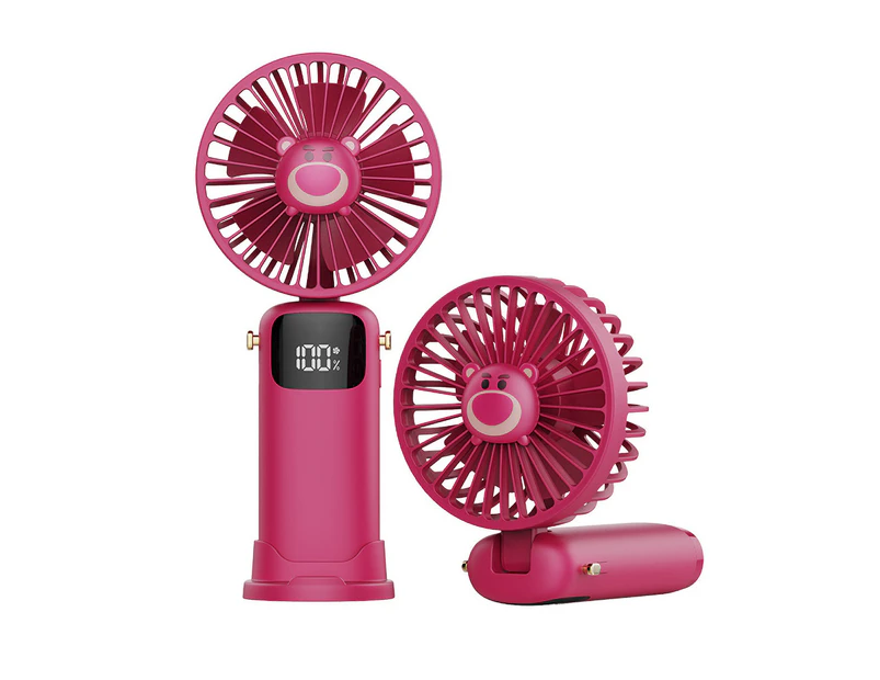 USB Rechargeable Adjustable Six-Speed Mini Handheld Folding Fan Gift -Red