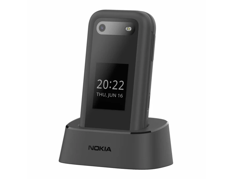 Nokia 2660 Flip W/ Cradle Bundle (Dual Sim, 2.8", 32GB, 4G)  - Anzo Black