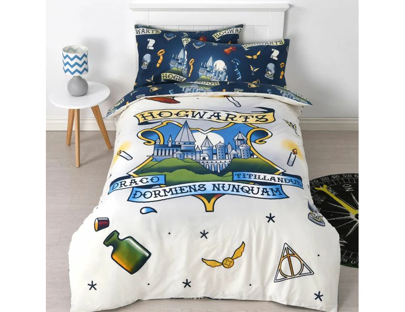 Harry Potter Hogwarts Quilt Cover Set - White