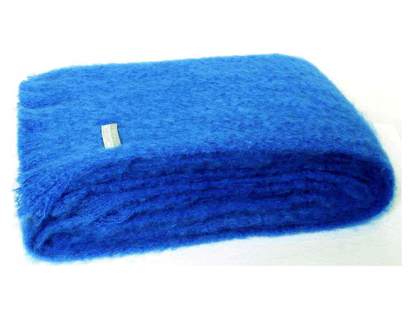 Masterweave Windermere Mohair Throw Rug Blanket - Cobalt