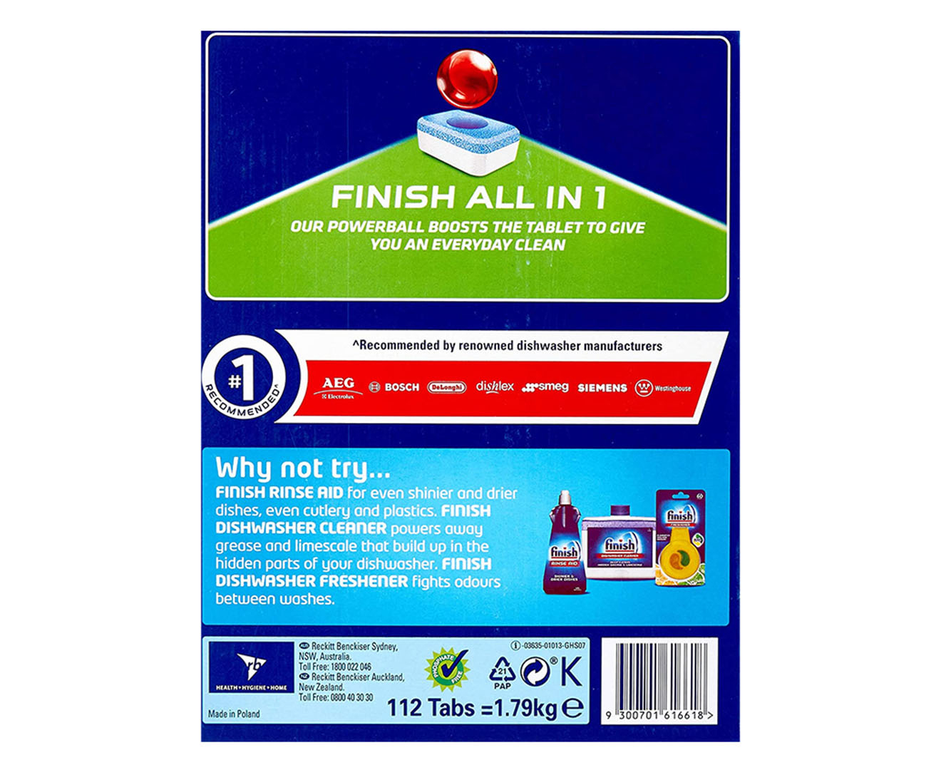 Finish Powerball 112 Pack Lemon Sparkle All In One Everyday Clean  Dishwasher Tablets - Bunnings Australia