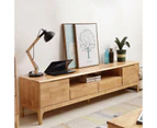 Cleo Wood TV Unit 180cm/ Rubberwood/Solid Timber/Mid Century/Light Timber Coloured