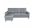 Sarantino Linen Corner Sofa Couch Lounge Chaise with Metal Legs - Grey