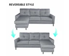 Sarantino Linen Corner Sofa Lounge Couch Modular Furniture L Chair Home Chaise Grey
