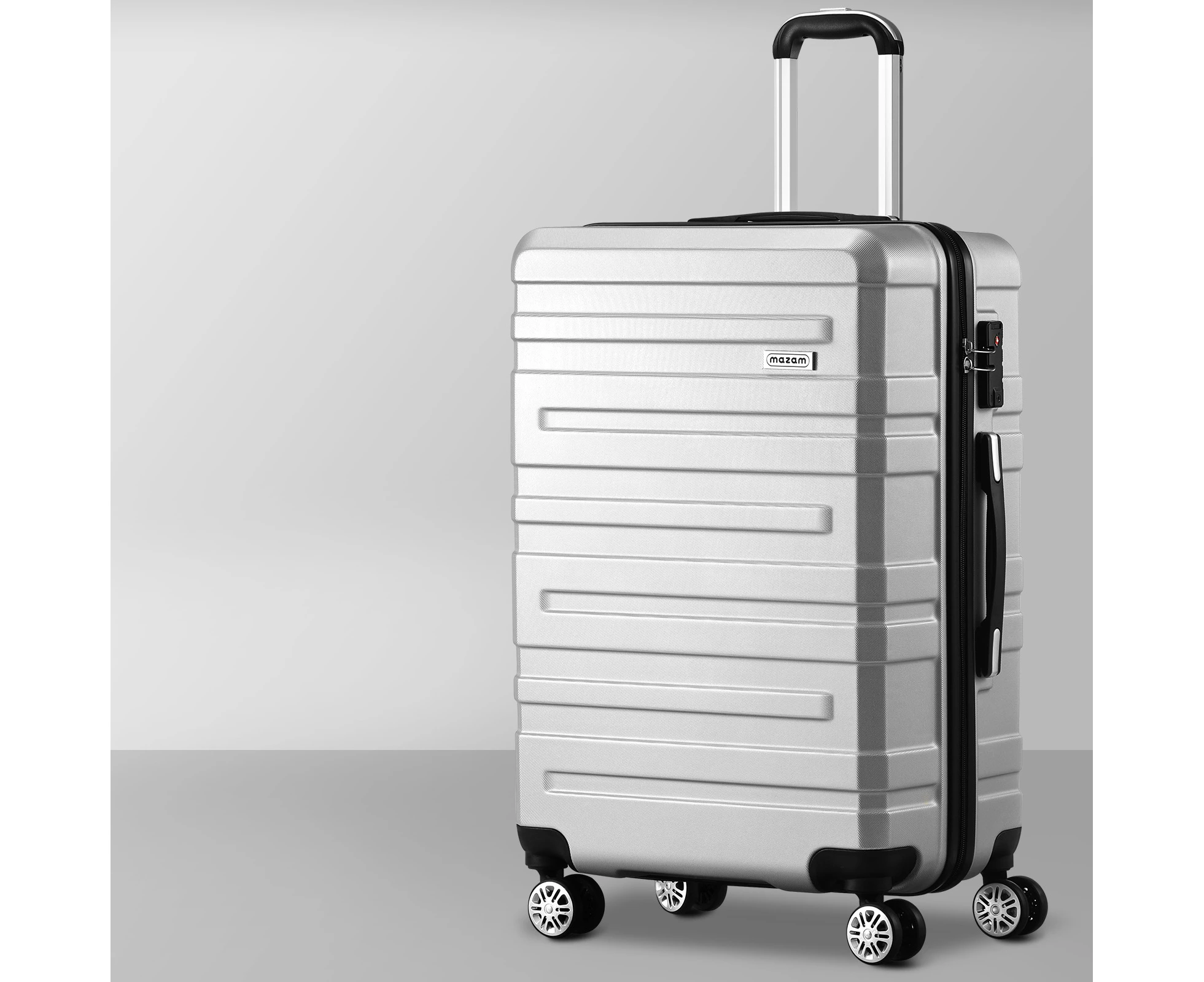 Mazam 28" Luggage Suitcase Trolley Set Travel TSA Lock Storage Hard Case Silver