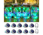 20 Led 10 Pack Mason Jar Lid Solar Lights With Hanger For Mason Jar Fairy Tale Garden Patio [No Jar],Multicolored