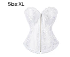 White Vintage Corset Tops For Women Lace Up Zipper Corsets And Bustiers Floral Bustier Body Shaper,White-Xl