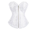 White Vintage Corset Tops For Women Lace Up Zipper Corsets And Bustiers Floral Bustier Body Shaper,White-L