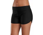 Women'S Sporty Swim Shorts Solid Board Shorts Swim Bottoms,Black