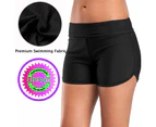 Women'S Sporty Swim Shorts Solid Board Shorts Swim Bottoms,Black