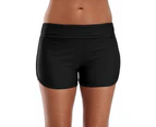 Women'S Sporty Swim Shorts Solid Board Shorts Swim Bottoms,Black