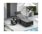 Livsip Sun Lounger Wheeled Day Bed with Table Set Outdoor Patio Furniture