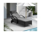 Livsip Wheeled Sun Lounger Day Bed Outdoor Setting Patio Furniture Black