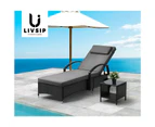 Livsip Sun Lounger Wheeled Day Bed with Table Set Outdoor Patio Furniture