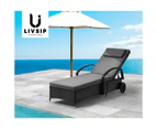 Livsip Wheeled Sun Lounger Day Bed Outdoor Setting Patio Furniture Black