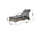 Livsip Wheeled Sun Lounger Day Bed Outdoor Setting Patio Furniture