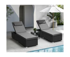 Livsip 2X Sun Lounge Wicker Lounger Table Setting Outdoor Furniture Day Bed