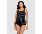 Miraclesuit Swim Women's Iridium Mirage Loose Fit Slimming Underwired Tankini Top in Black Multi