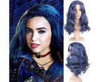 Kids Girls Halloween Carnival Descendants Evie Long Blue Curly Hair Wigs Party Fancy Cosplay Costume Props