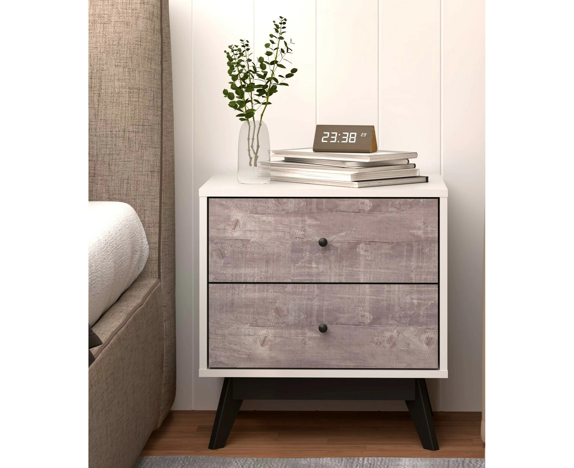 Bella  2-Drawer Bedside Table Nightstands