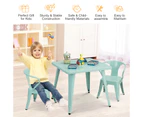 Giantex 3PCS Kids Table and Chairs Set Metal Children Activity Study Desk w/Adjustable Foot Pads, Blue