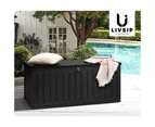 Livsip Outdoor Storage Box Bench 490L Cabinet Container Garden Deck Tool Black