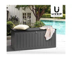 Livsip Outdoor Storage Box Bench 490L Cabinet Container Garden Deck Tool Grey