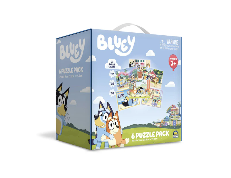 Crown Bluey 6 Puzzle Pack Kids/Children's Learning Jigsaw Set 27.5x19.5cm 3yrs+