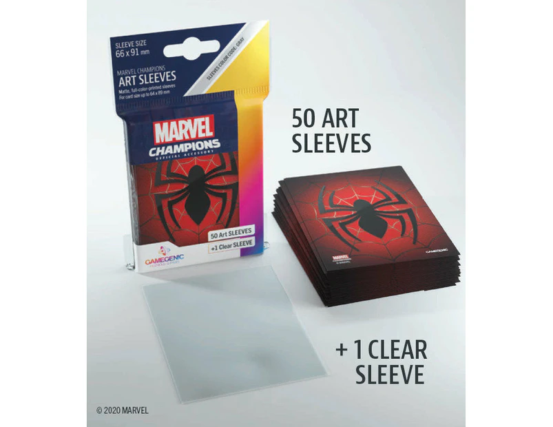 Gamegenic Marvel Champions Art Sleeves Spider Man (66mm X 91mm) (50 Sleeves)