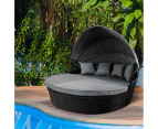 Levede Day Bed Sofa Daybed Outdoor Garden Sun Lounge Furniture Wicker Round 3pcs