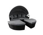 Levede Day Bed Sofa Daybed Outdoor Garden Sun Lounge Furniture Wicker Round 3pcs