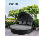 Levede Day Bed Sofa Daybed Outdoor Garden Sun Lounge Furniture Wicker Round 3pcs